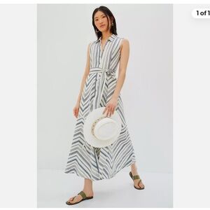 Anthropologie Maeve costal stripe Maxi shirtdress